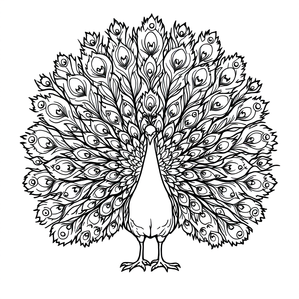 Bird Coloring: Peacock Display