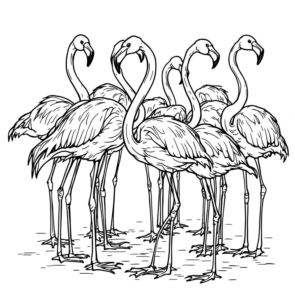 Bird Coloring: Flamingo Flock