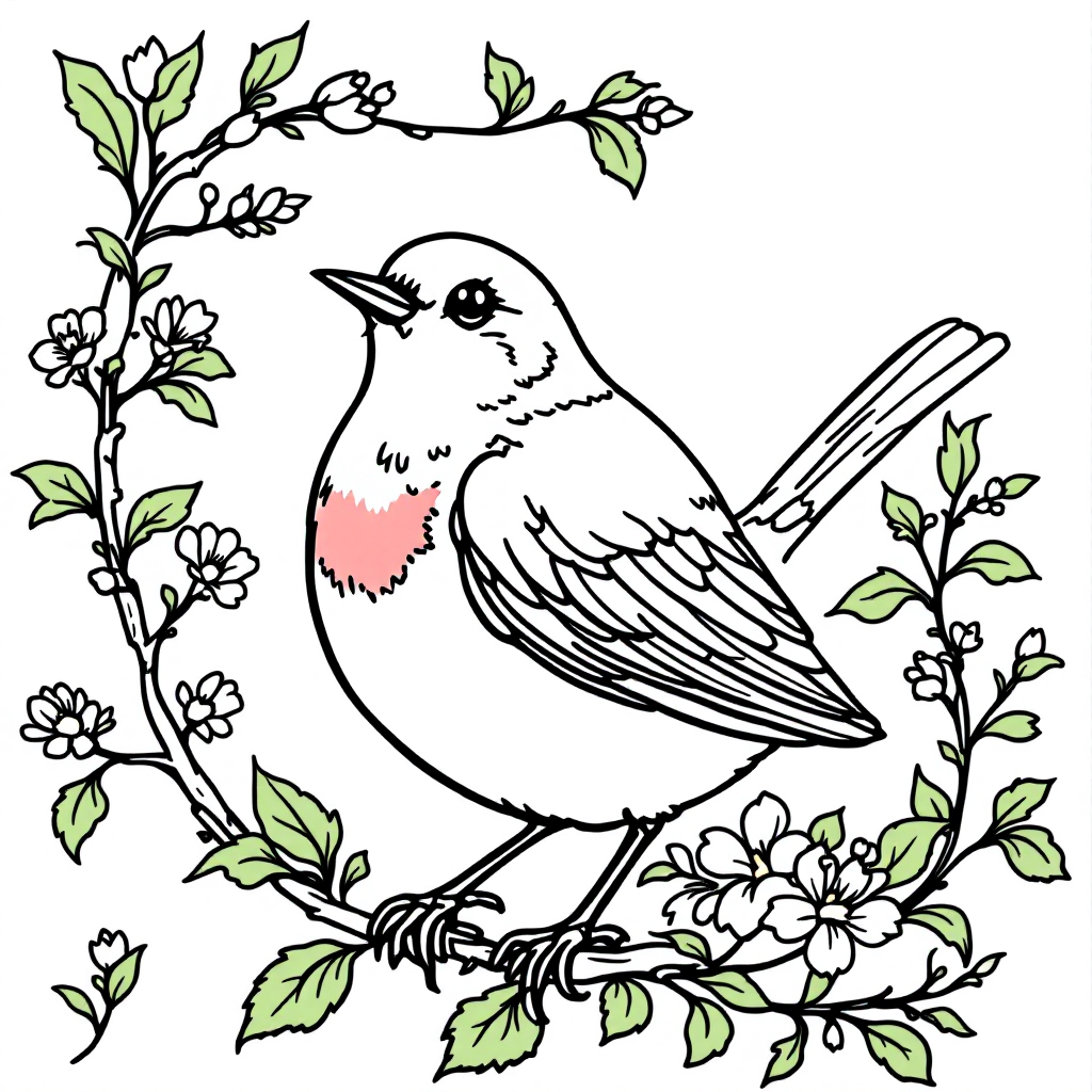 Bird Coloring: Robin Spring