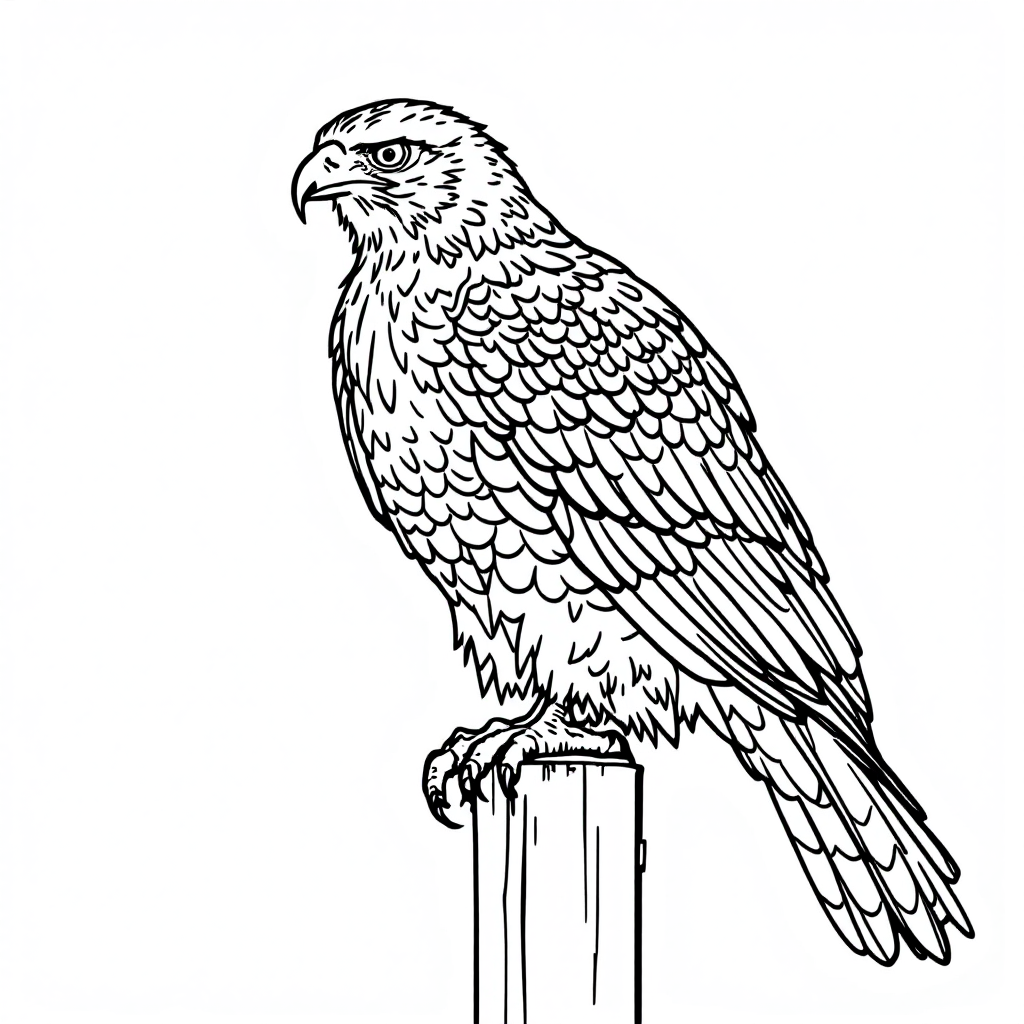 Bird Coloring: Hawk Perched