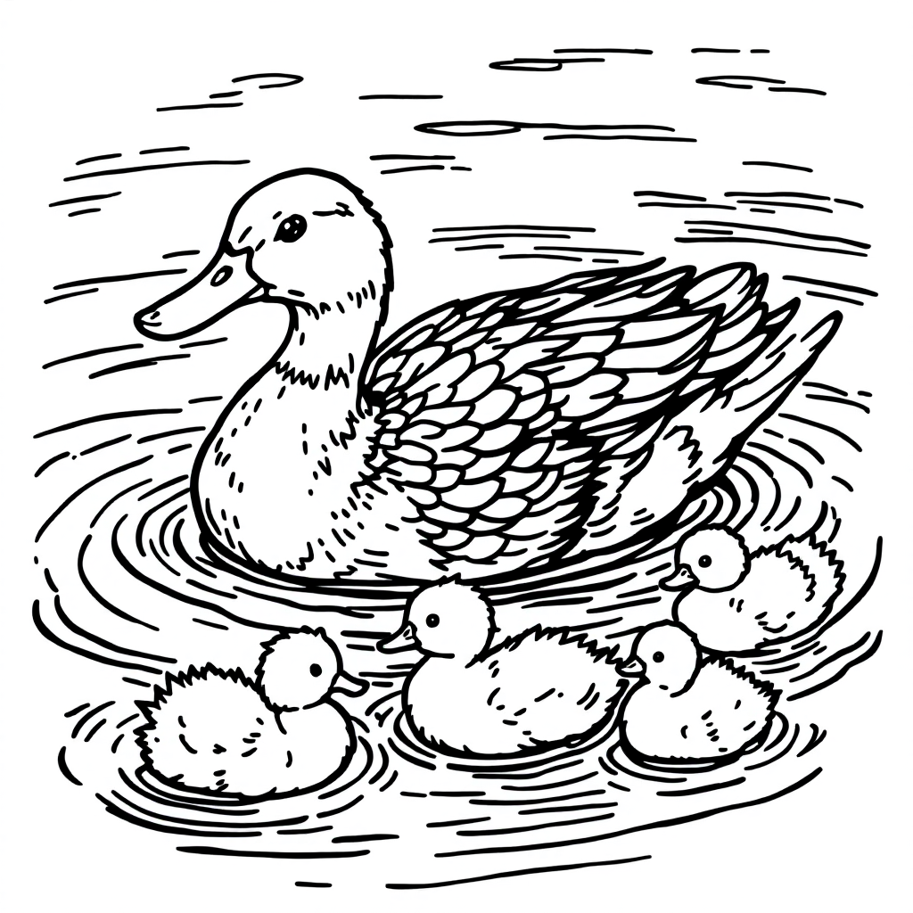 Bird Coloring: Duck Swimming