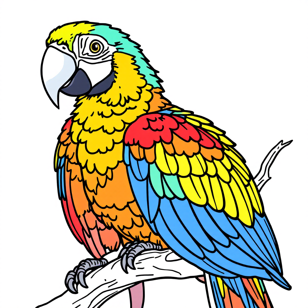 Bird Coloring: Macaw Colorful