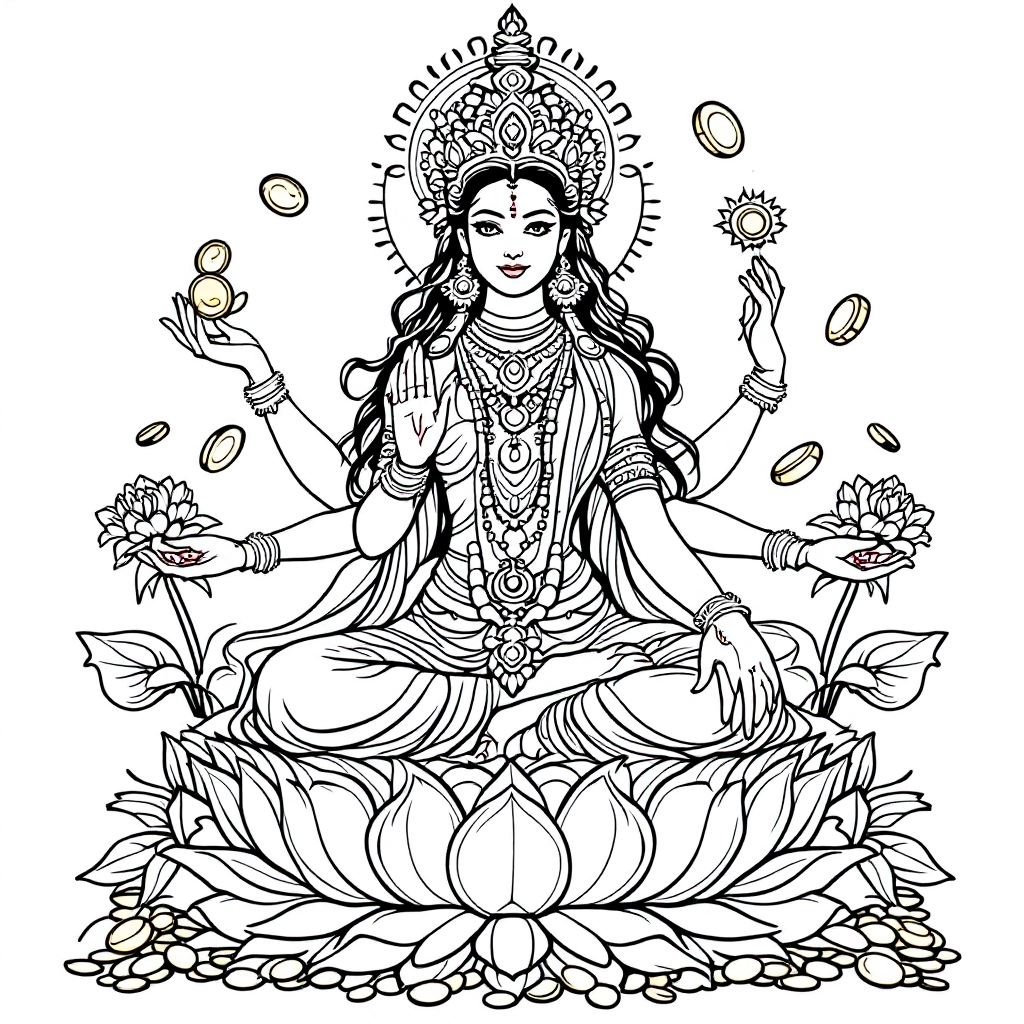 Deity Coloring: Lakshmi Prosperity