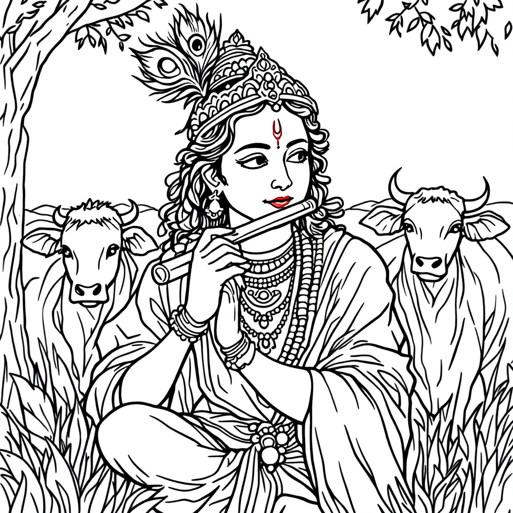 Deity Coloring: Krishna Flute