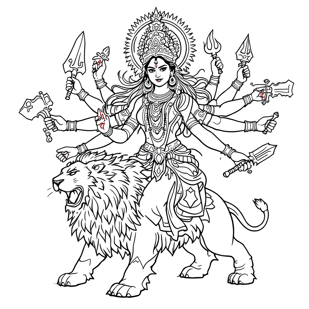 Deity Coloring: Durga Warrior