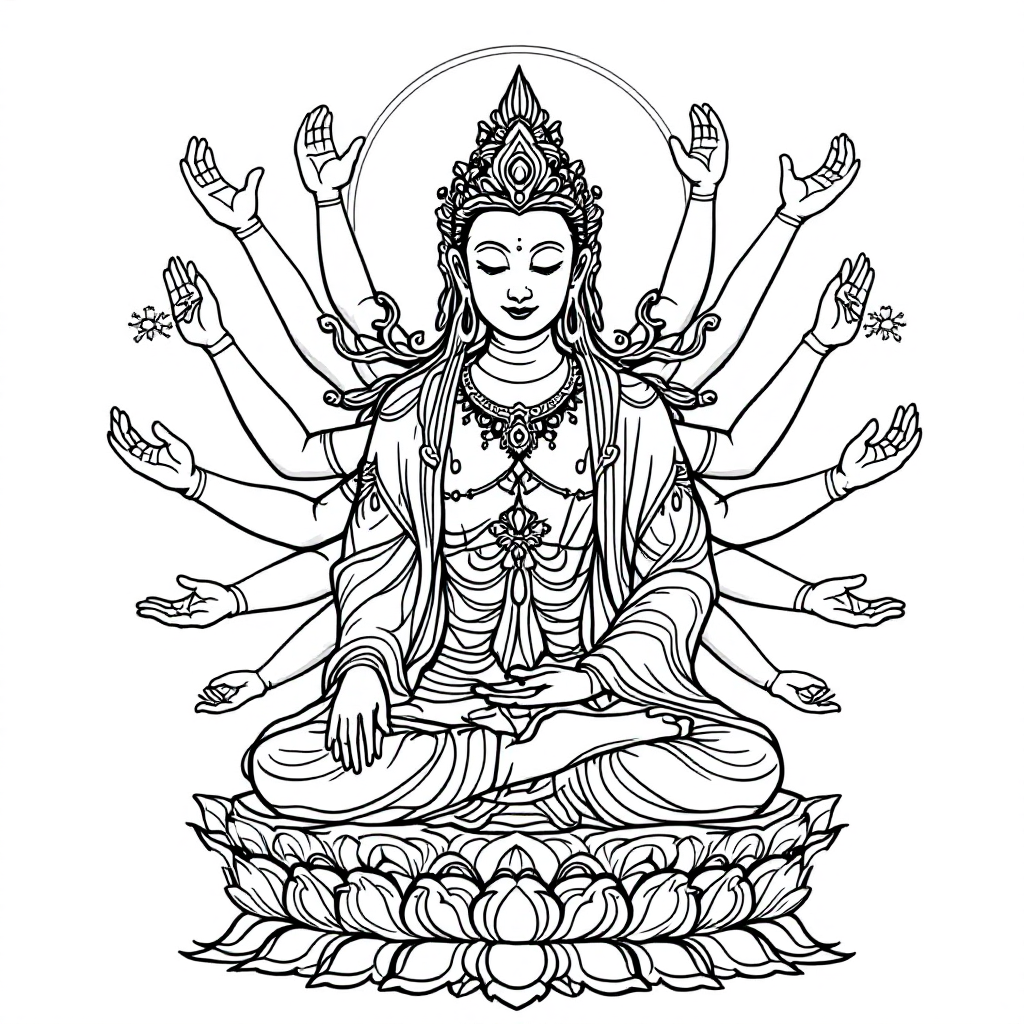 Deity Coloring: Avalokiteshvara Compassion