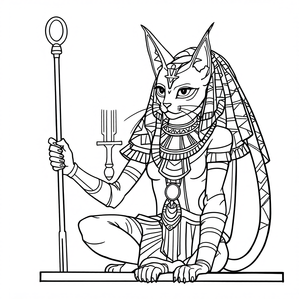 Deity Coloring: Bastet Egyptian