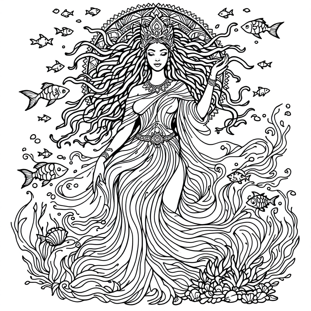 Deity Coloring: Yemaya Ocean