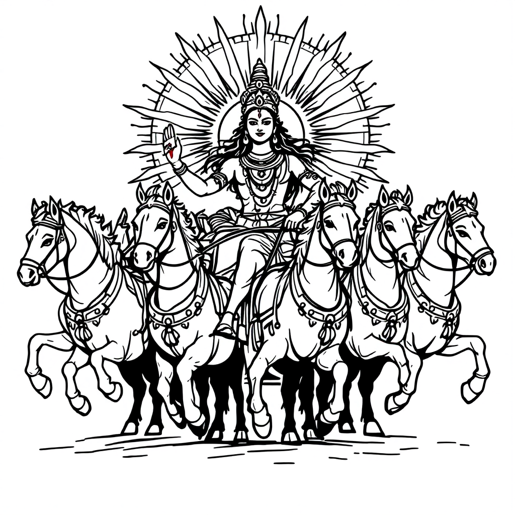 Deity Coloring: Surya Sun God