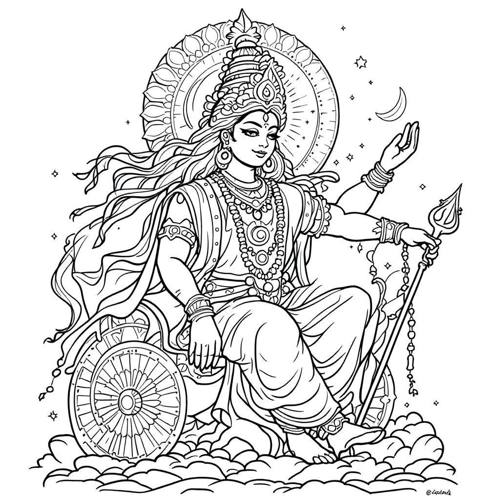 Deity Coloring: Chandra Moon God