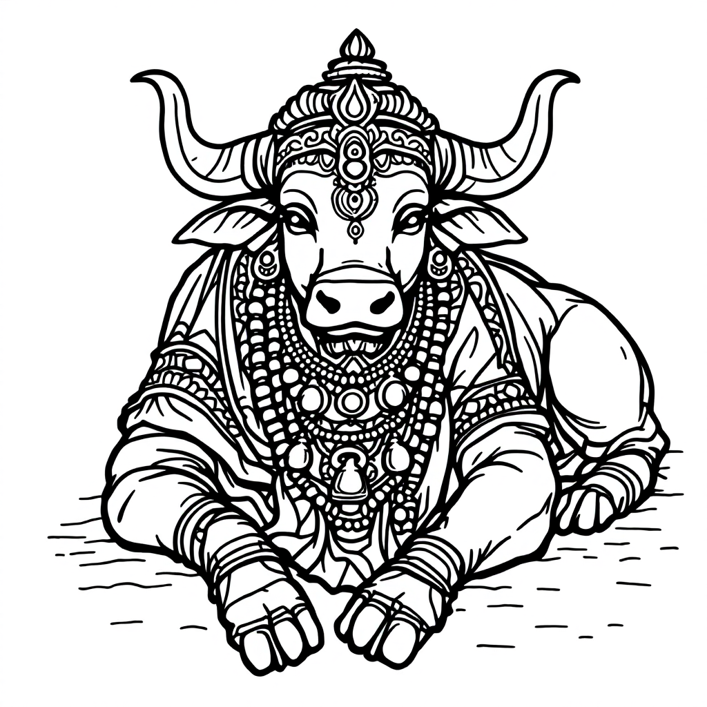 Deity Coloring: Nandi Sacred Bull