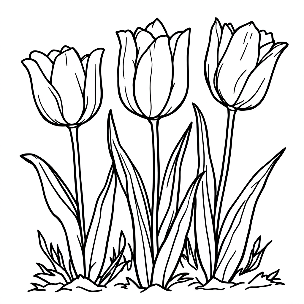 Flower Coloring: Tulip Garden
