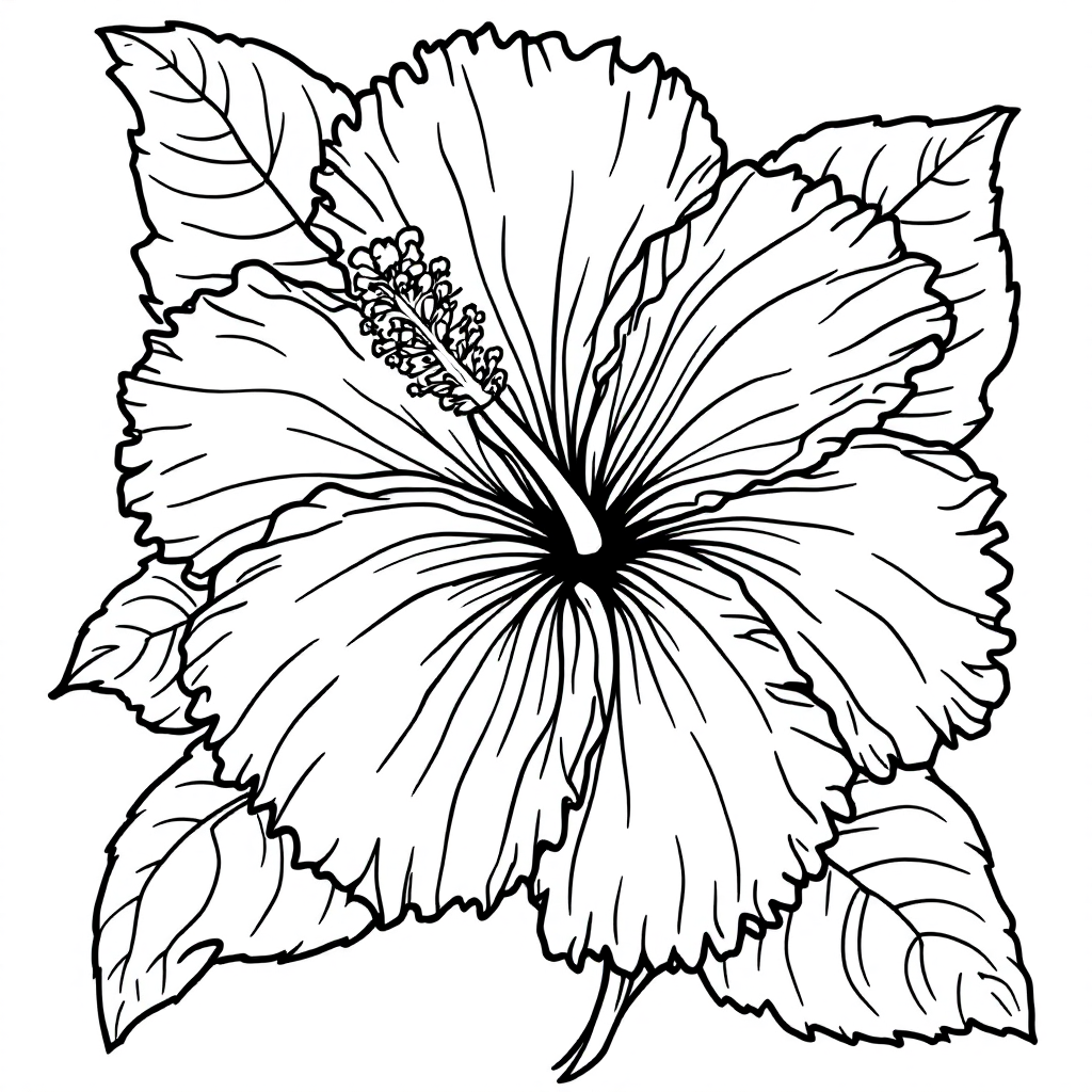 Flower Coloring: Hibiscus Tropical
