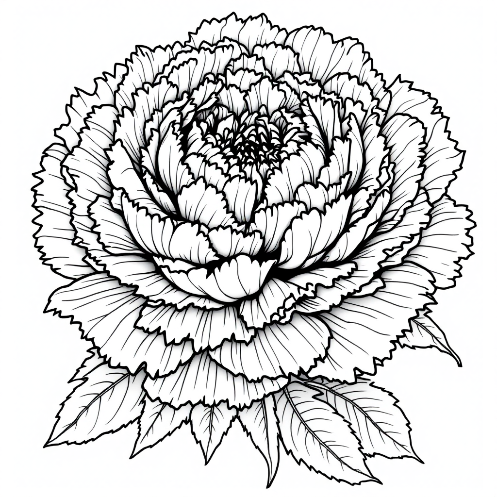 Flower Coloring: Peony Elegance