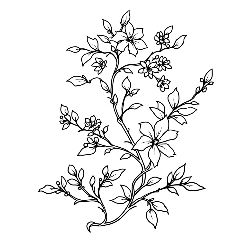 Flower Coloring: Jasmine Vine