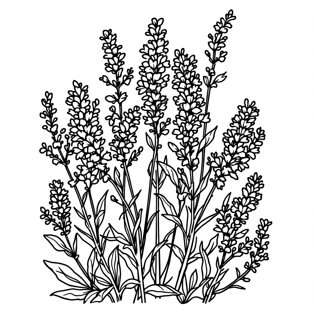 Flower Coloring: Lavender Sprigs