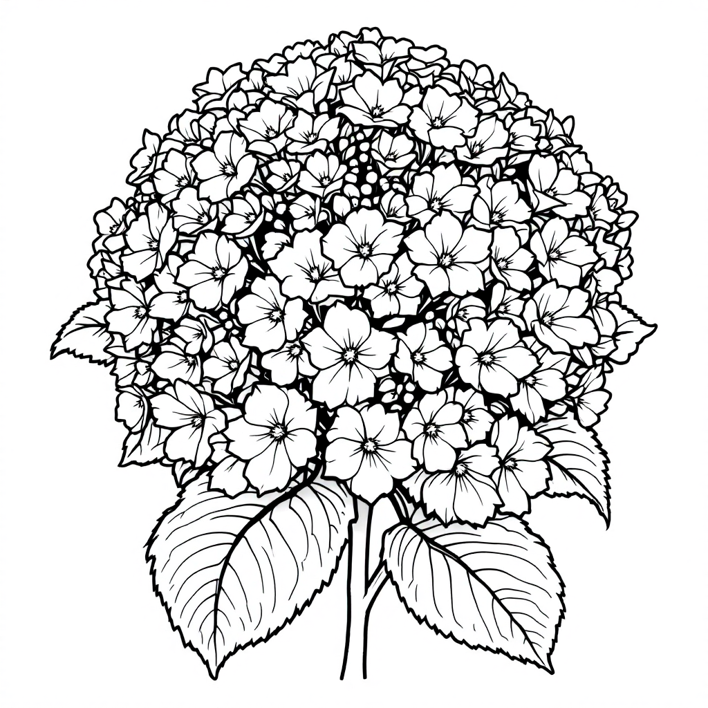 Flower Coloring: Hydrangea Cluster