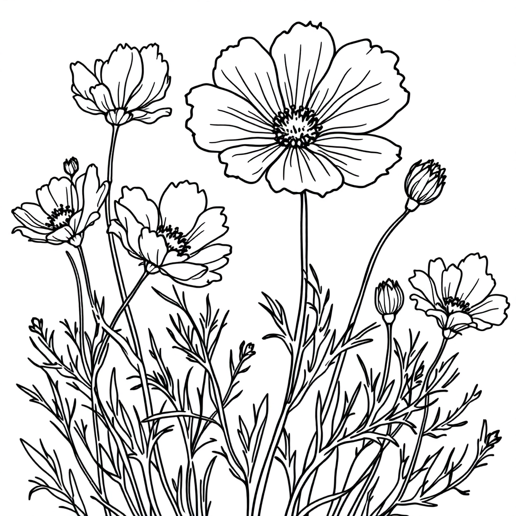 Flower Coloring: Cosmos Dance