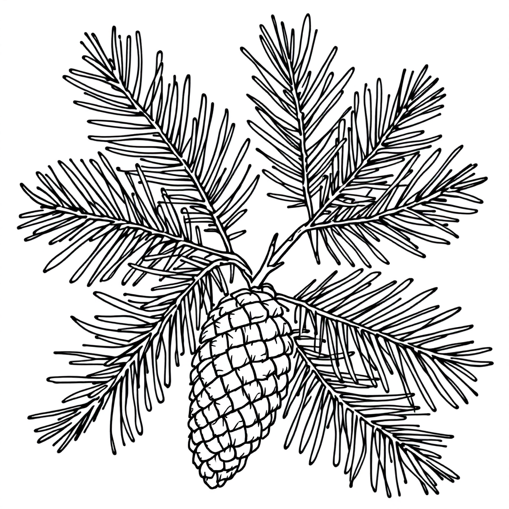 Nature Coloring: Pine Branch