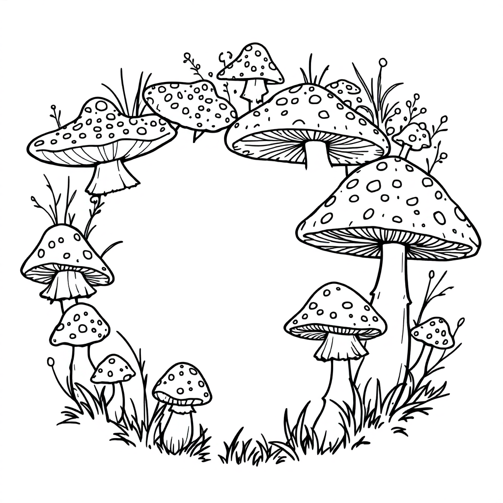 Nature Coloring: Mushroom Circle