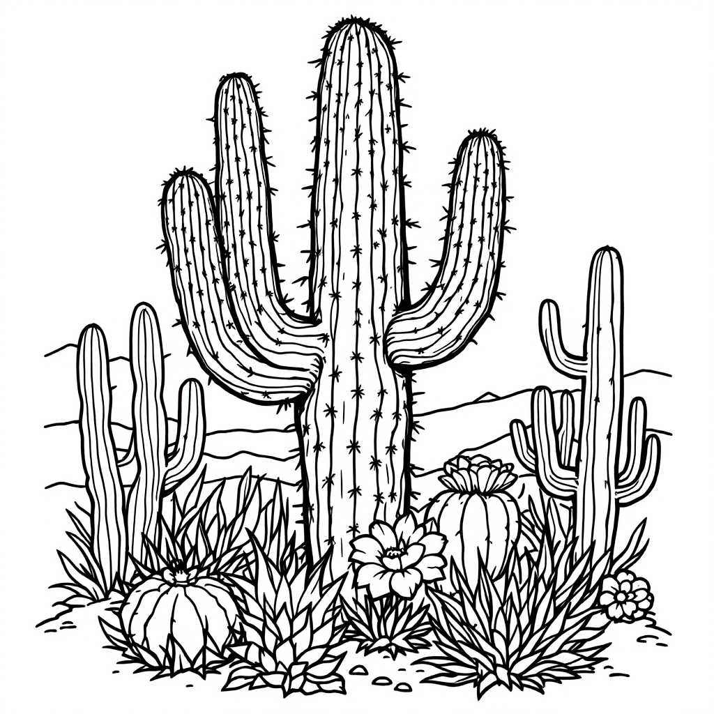 Nature Coloring: Cactus Desert