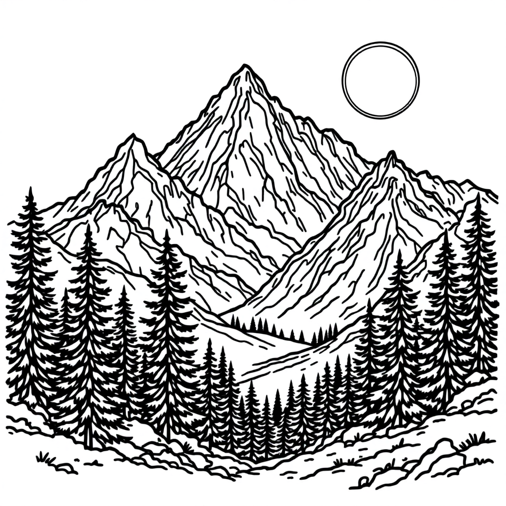 Nature Coloring: Mountain Range