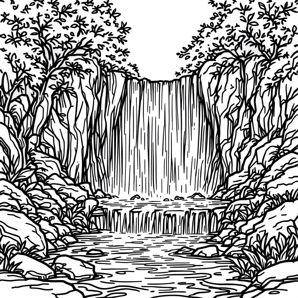 Nature Coloring: Waterfall