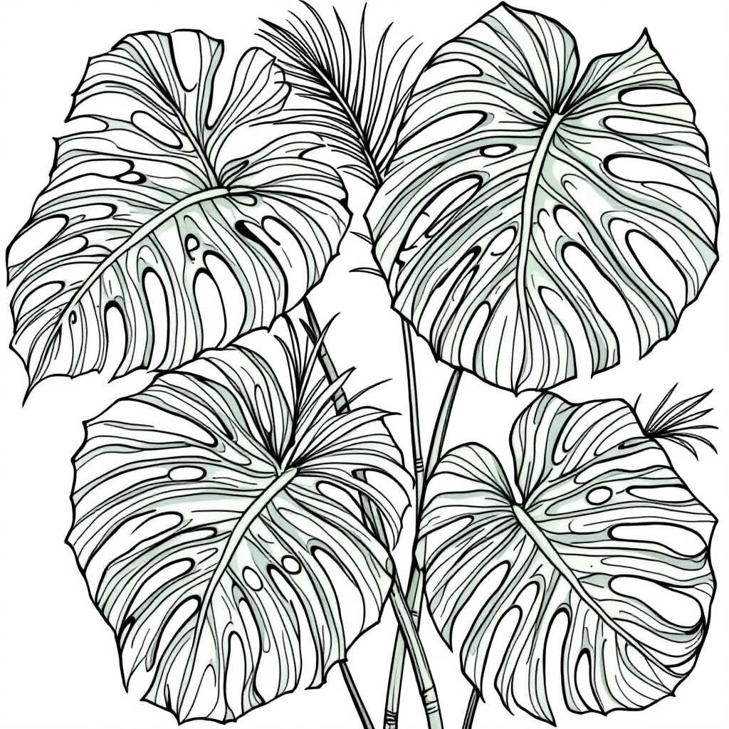 Nature Coloring: Tropical Leaves