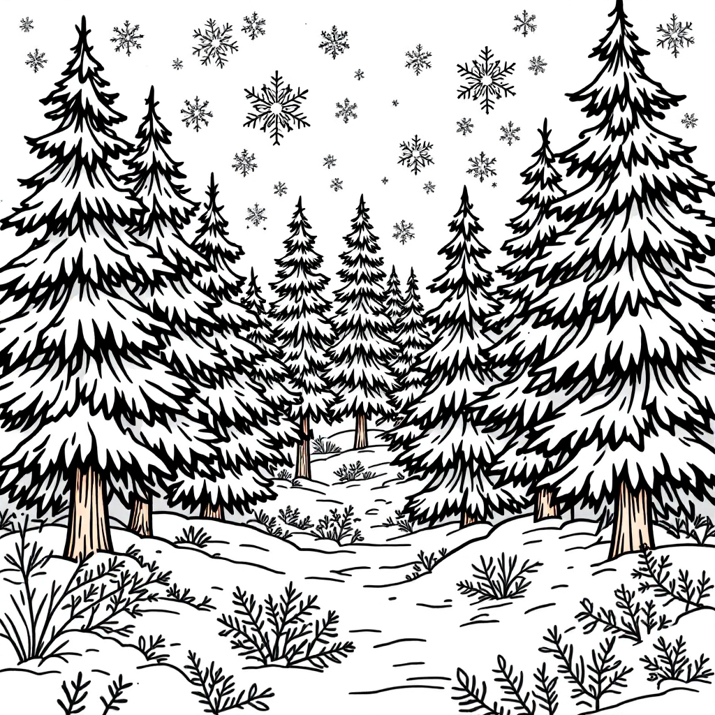 Nature Coloring: Snowflake Forest