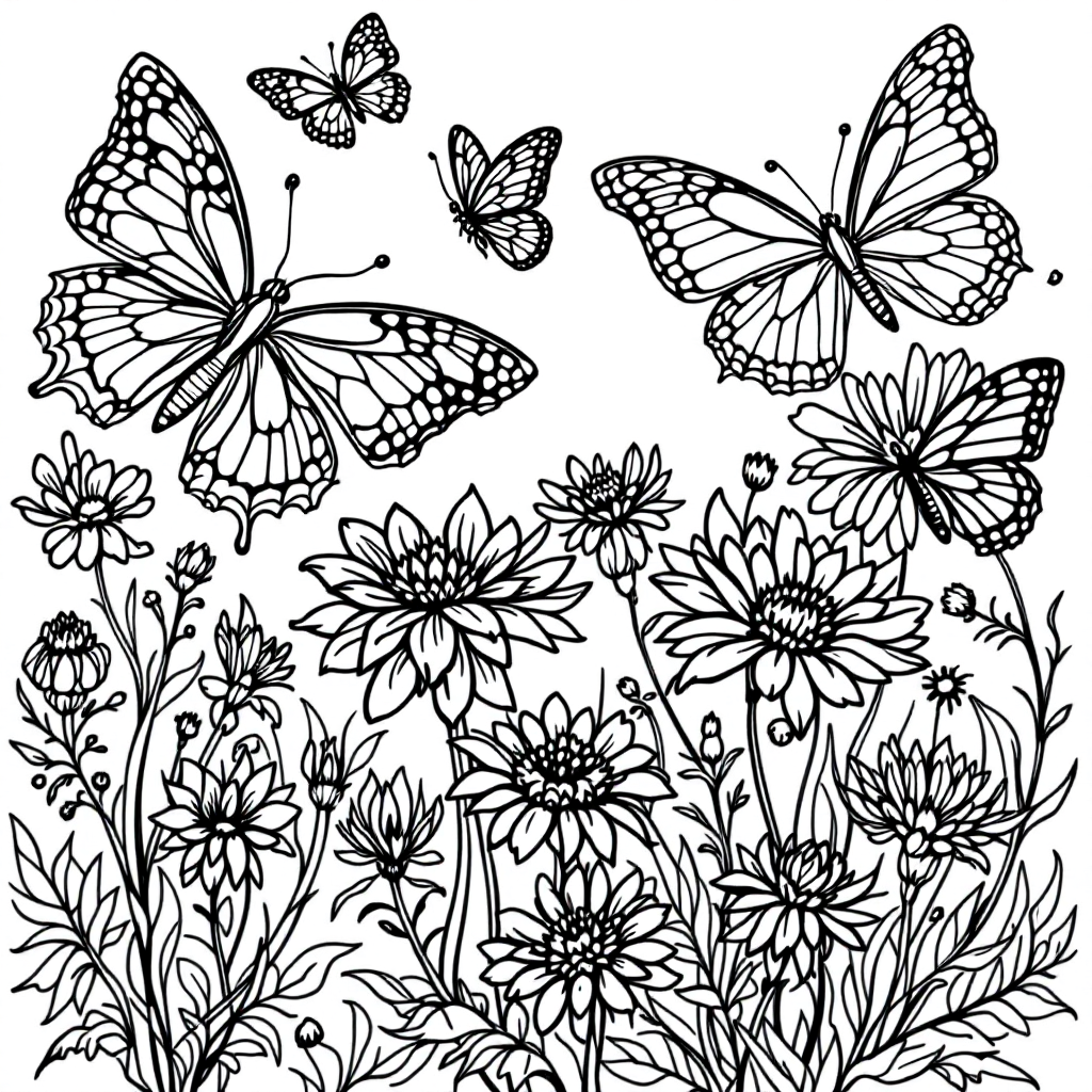 Nature Coloring: Butterfly Garden