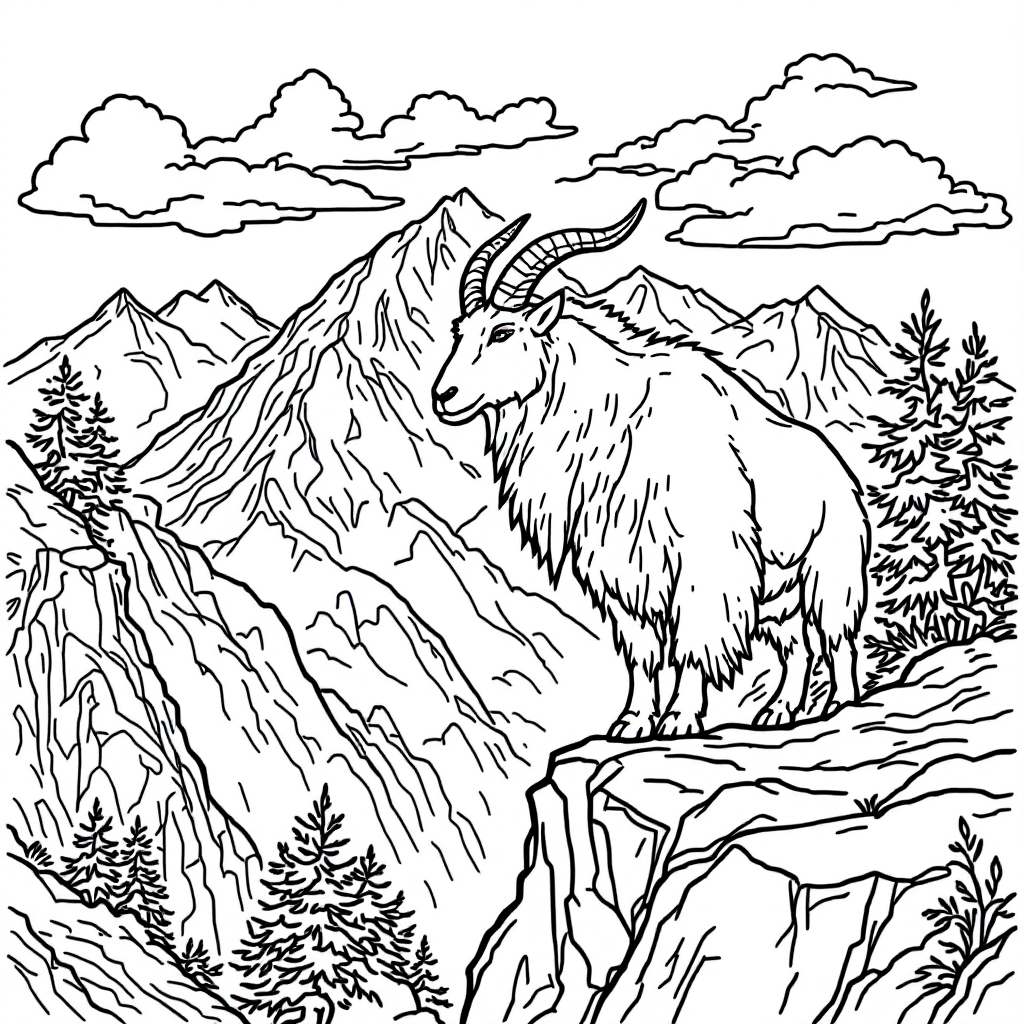 Nature Coloring: Mountain Goat