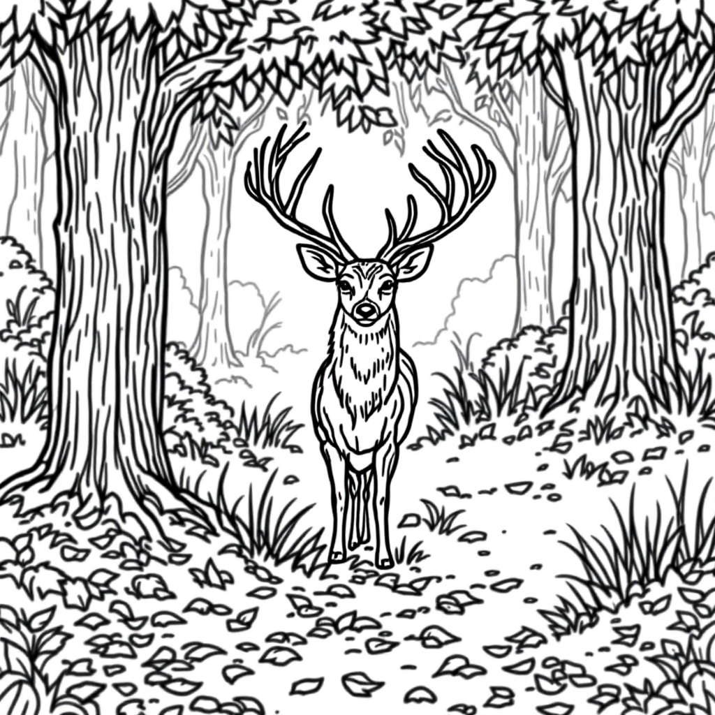 Nature Coloring: Forest Deer